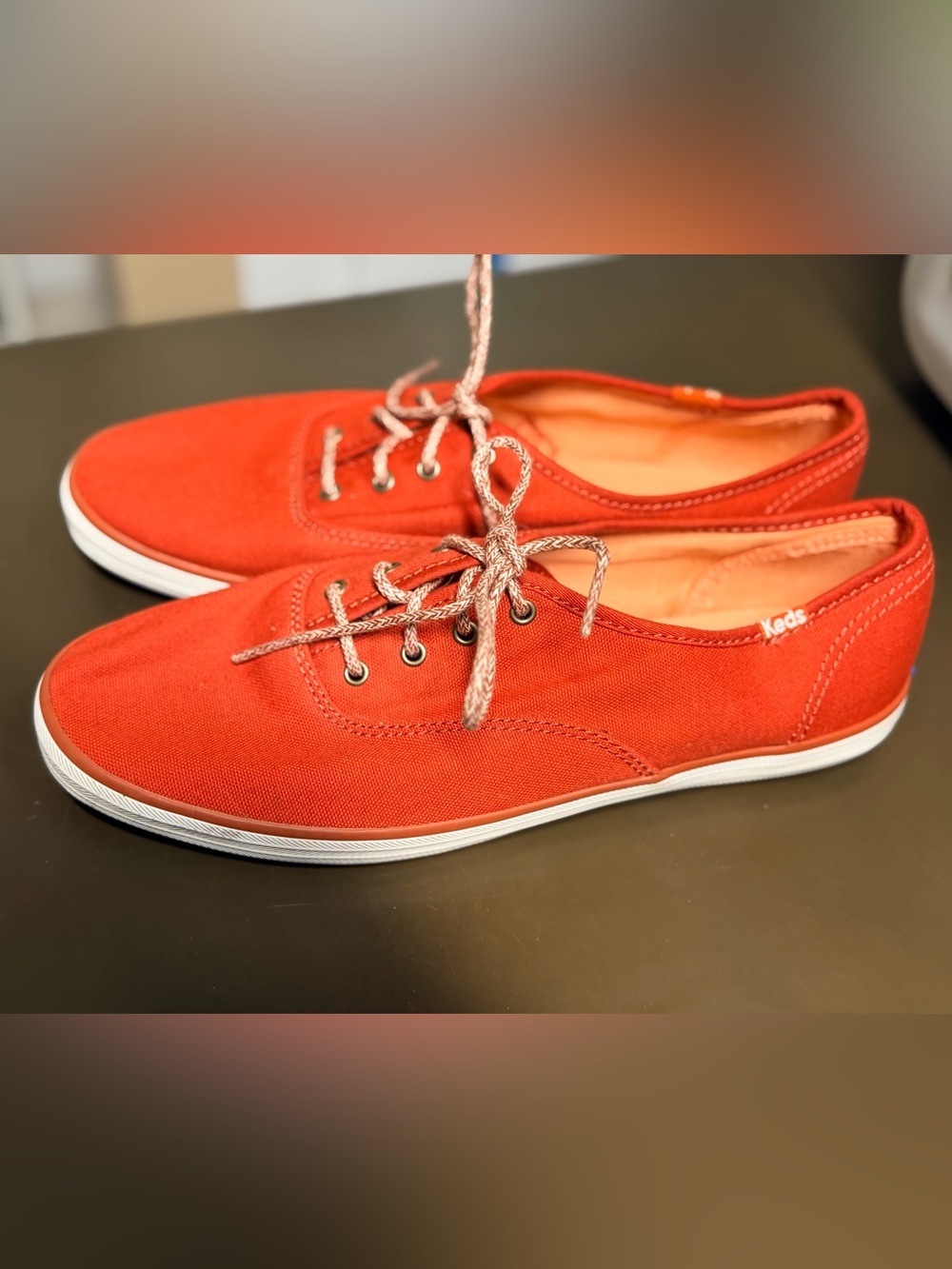 Keds women’s Orange Canvas Lace-Up Sneakers